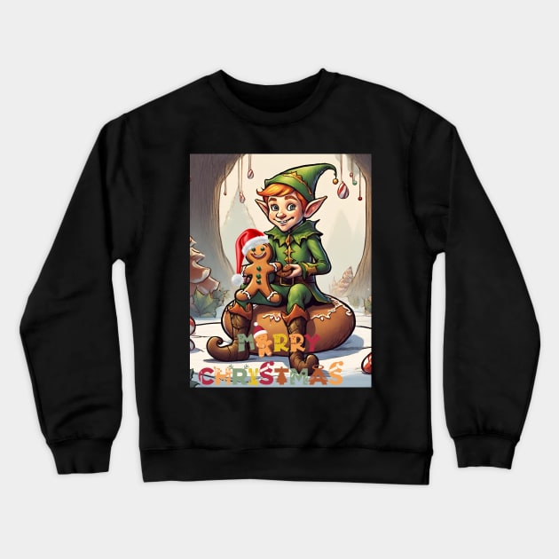 Elf & Gingerbread man Crewneck Sweatshirt by blaurensharp00@gmail.com